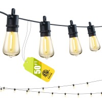 Sufeimas Led Outdoor String Lights Waterproof - New Mode 50Ft Patio Lights 15+2 Vintage Shatterproof Plastic Bulbs,Ip65 Edison String Lights For Outside Backyard Balcony Bistro Cafe Garden