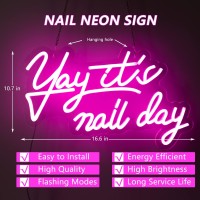 Moodlion Yay Its Nail Day Neon Sign For Wall Decor Led Neon Signs Lights Beauty Room Salon Pink Salon Nail Tech Decor Neon Si