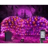 Ibaycon 5Ft X 5Ft Halloween Net Lights Outdoor Mesh Lights 8 Modes Timer Connectable Waterproof Orange Purple Bush Lights Mesh