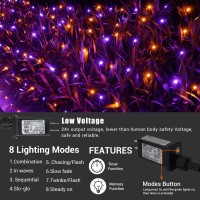 Ibaycon 5Ft X 5Ft Halloween Net Lights Outdoor Mesh Lights 8 Modes Timer Connectable Waterproof Orange Purple Bush Lights Mesh