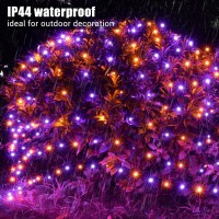 Ibaycon 5Ft X 5Ft Halloween Net Lights Outdoor Mesh Lights 8 Modes Timer Connectable Waterproof Orange Purple Bush Lights Mesh