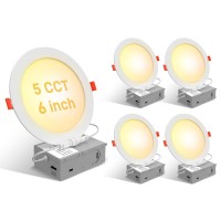 Tramsmart 6 Inch 4 Pack 5Cct Ultrathin Led Recessed Ceiling Light Dimmable Led Downlight 2700K3000K3500K40005000K Selectabl