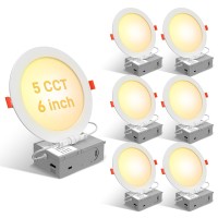 Tramsmart 6 Inch 6 Pack 5Cct Ultrathin Led Recessed Ceiling Light Dimmable Led Downlight 2700K3000K3500K40005000K Selectabl