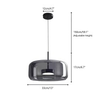 Qufute Modern Glass Pendant Light Fixtures Black Glass Pendant Lighting With Smoke Gray Mouth Blown Glass Shade 12W Led Hanging Lamp For Kitchen Dining Room Table Bar Sink (Smoke Gray)