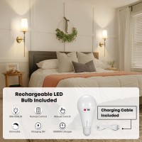 Battery Operated Wall Sconce Set Of 2 Rechargeable Wall Sconce With Remote Dimmable Wireless Battery Powered Wall Lamp Decor Fi