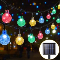 Onstuy Solar String Lights Outdoor,36Ft 60 Leds Crystal Globe Lights With 8 Lighting Modes,Waterproof Solar Powered Outdoor Lights For Garden,Patio,Yard,Festival,Party Decor(Multicolor)