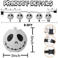 Sotopoo 85Ft Led Halloween Lights Jack Skellington Lights 10Pcs Diy White Lantern Led Pumpkin Lights For Halloween Decor Home