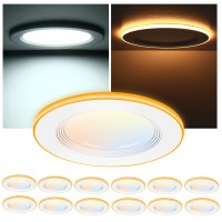 Cloudy Bay [12 Pack] 4 Inch 5Cct Led Recessed Ceiling Light With Night Light,2700K/3000K/3500K/4000K/5000K Selectable, Ultra-Thin Baffle Recessed Lighting,Dimmable Canless Wafer Downlight