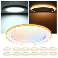 Cloudy Bay [12 Pack] 6 Inch 5Cct Led Recessed Ceiling Light With Night Light,2700K/3000K/3500K/4000K/5000K Selectable, Ultra-Thin Baffle Recessed Lighting,Dimmable Canless Wafer Downlight