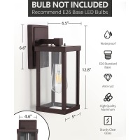 Eietonte Outdoor Wall Sconce, Exterior Brown Waterproof Wall Lantern Lighting Fixtures, Modern Front Door Porch Light With Clear Glass Shade, Anti-Rust E26 Socket Wall Mount Lamp For Garage, 2 Pack