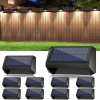 Lansow Solar Fence Lights 10 Pack, Cool White, Warm White And White, Solar Deck Lights Outdoor Waterproof, Dusk To Dawn Solar Powered Lights Decor For Outside, Step, Yard, Patio, Wall, Stair(Black)