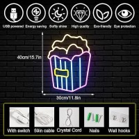 Horseneon Popcorn Neon Led Sign Snacks Neon Signs For Wall Decor Popcorn Neon Lights Signs With Usb Powered For Shop Theatre