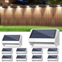 Lansow Solar Fence Lights 10 Pack, Cool White, Warm White And White, Solar Deck Lights Outdoor Waterproof, Dusk To Dawn Solar Powered Lights Decor For Outside, Step, Yard, Patio, Wall, Stair(White)