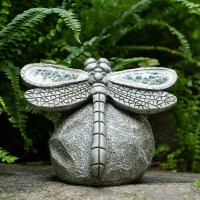 Rezpuao Garden Statue Dragonfly,Solar Dragonfly Decor For Outdoor,Resin Dragonfly Figurine With Solar Light For Patio,Balcony,Yard,Lawn Ornament,Perfect Garden Gift