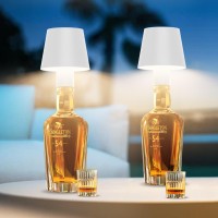 Howskys 2 Pack Led Rechargeable Table Lamp Dimmable Bottle Lamp 3000K-6000K, Ip54 Wireless Touch Table Lamp For Indoor And Outdoor, 5500 Mah Portable Metal For Family, Restaurant & Bar(White)