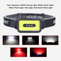 Dauerhaft Cob Headlamp, Ipx4 Waterproof Wide Uses Usb Charging Headlamp 5 Gears For Riding