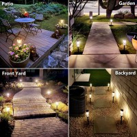 Gorrzai Solar Pathway Lights 8 Pack Solar Outdoor Lights, Upgraded Stainless Steel Garden Lights With Led Tungsten Filament Bulb, Waterproof Solar Power Driveway Lights For Landscape Walkway Yard Lawn