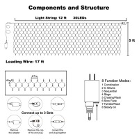 Waterglide Outdoor Halloween Net Lights 12Ft X 5Ft 360 Led Fairy String Light With 8 Lighting Modes Connectable Light Safe Ada