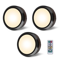 Leastyle Puck Lights With Remote,Battery Operated Under Cabinet Lights Led Closet Lights Dimmable Tap On Sticky Lights Under Counter Lights For Kitchen (3 Pack Warm White)