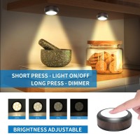 Leastyle Puck Lights With Remote,Battery Operated Under Cabinet Lights Led Closet Lights Dimmable Tap On Sticky Lights Under Counter Lights For Kitchen (3 Pack Warm White)