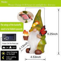 Foreby Garden Gnomes Outdoor Garden Decorresin Gnome With Solar Outdoor Lights Decorative Mushroom And Vivid Butterfly Spring G