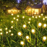 6-Pack Solar Garden Lights For Outdoor Christmas Decorations, Swaying Solar Christmas Lights (Sway By Wind), Waterproof 48 Led Firefly Solar Lights For Outside Yard Pathway Holiday Party (Warm White)