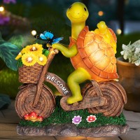 Foreby Garden Turtle Outdoor Statue Solar Turtle Statue Outdoor With Lighted Sunflower Turle Figurine For Garden Decor Turtle G