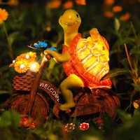 Foreby Garden Turtle Outdoor Statue Solar Turtle Statue Outdoor With Lighted Sunflower Turle Figurine For Garden Decor Turtle G