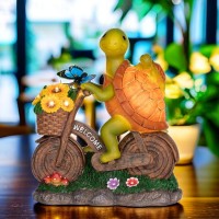 Foreby Garden Turtle Outdoor Statue Solar Turtle Statue Outdoor With Lighted Sunflower Turle Figurine For Garden Decor Turtle G