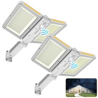 Ropelux Solar Outdoor Lights, Motion Sensor Outdoor Lights Double Big Solar Panels, Ip65 Waterproof And 5 Modes, 218Leds High Brightness Wider Illuminated Area Flood Lights For Street