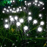 6-Pack White Solar Outdoor Lights For Garden Decorations, 48 Led Super Bright Solar Firefly Lights (Sway By Wind), Solar Lights Outdoor Waterproof For Outside Pathway Patio Porch Decor (Cool White)