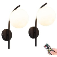 Kefa Wireless Battery Operated Wall Sconces/Wall Light Set Of 2 With Remote, Not Wire Easy To Install, Industrial Mid Century Bathroom Bedroom Vanity Lights Fixture For Wall Decor Living Room Hallwa