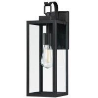 Outdoor Post Light Fixture, Waterproof Exterior Pole Lantern Hard Wired Powered, Anti-Rust Pillar Mount Sconce With Clear Glass, Matte Black Column Lamp For Outside, Yard, House, Porch, Patio, 2 Pack