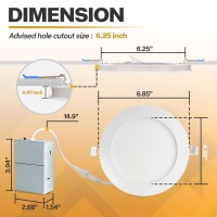 Powerasia 12 Pack Recessed Lighting 6 Inch With Night Light 5Cct 6 Inch Led Recessed Lights Dimmable 2700K3000K4000K5000K60