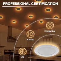 Powerasia 12 Pack Recessed Lighting 6 Inch With Night Light 5Cct 6 Inch Led Recessed Lights Dimmable 2700K3000K4000K5000K60