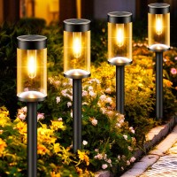 Nipify Led Solar Pathway Lights Outdoor, New Upgraded 8 Packs Bright Transparent Solar Yard Lights Waterproof, Auto On/Off Solar Path Lighting For Walkway Lawn Driveway Sidewalk Garden(Warm White)