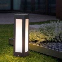 Slawa Modern Landscape Path Light 15.75In Pathway Lights Fixtures Outdoor Black Waterproof Deck Bollard Lighting E26 Hardwired Driveway Lawn Lamp For Patio Garden Yard Front/Back Door Post Lighting