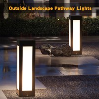 Slawa Modern Landscape Path Light 15.75In Pathway Lights Fixtures Outdoor Black Waterproof Deck Bollard Lighting E26 Hardwired Driveway Lawn Lamp For Patio Garden Yard Front/Back Door Post Lighting