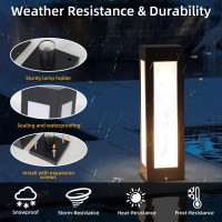 Slawa Modern Landscape Path Light 15.75In Pathway Lights Fixtures Outdoor Black Waterproof Deck Bollard Lighting E26 Hardwired Driveway Lawn Lamp For Patio Garden Yard Front/Back Door Post Lighting