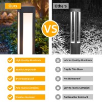 Slawa Modern Landscape Path Light 15.75In Pathway Lights Fixtures Outdoor Black Waterproof Deck Bollard Lighting E26 Hardwired Driveway Lawn Lamp For Patio Garden Yard Front/Back Door Post Lighting