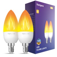 Hompavo Upgraded Led Flame Light Bulbs 3 Modes Flickering Light Bulbs E12 Chandelier Base Candle Fire Light Bulb For Hallowe