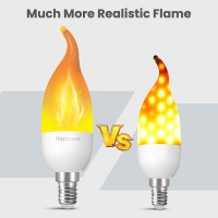 Hompavo Upgraded Led Flame Light Bulbs 3 Modes Flickering Light Bulbs E12 Chandelier Base Candle Fire Light Bulb For Hallowe