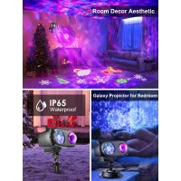 Galaxy Projector Outdoor Lights For House,Upgrade 100 Hd Effects(3D Galaxy Projector +10*8 Hd Patterns), 2-In-1 Outdoor Decor Room Decor, Remote Timer Snowflake Lights Projector Room Projector Light