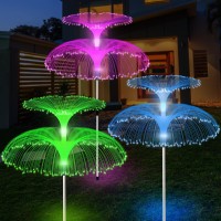 Afirst Solar Flower Lights Outdoor - Solar Outdoor Lights Waterproof 7 Color Changing Double-Layer Jellyfish For Garden Yard Outdoor Decor 3 Pack