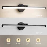 Kaisite Bathroom Vanity Light Over Mirror 30 Inch Black Vanity Light Fixture 24W 4000K Dimmable Modern Led Bathroom Lighting F