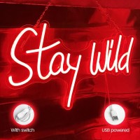 Piloyinde Stay Wild Neon Lights For Wall Decor Stay Wild Neon Signs For Bedroom Red Neon Lights Neon Wall Signs Suitable For Bar