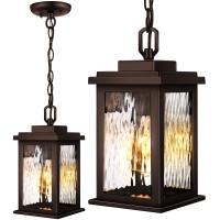 Vianis Oil Rubbed Bronze Outdoor Pendant Light, 1 Pack Outdoor Chandelier For Porch, Hanging Outdoor Lights Lantern With Adjustable Chain, Anti-Rust Orb Porch Lights Outdoor Ceiling Fixtures For House