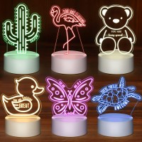 Retisee 6 Pcs Back To School Gifts For Students Inspirational Led Night Light Fun Pun Animal Night Light Butterfly Night Light L