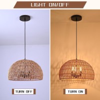 Ayshwilldec 177 Inch Hemp Rope Woven Pendant Light Wicker Pendant Light 3Light Rattan Light Fixture Boho Chandelier Farmhouse