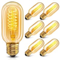 Unilamp Edison Bulbs 40 Watt, Vintage Edison Bulbs, T45 Incandescent Light Bulbs, E26 Decorative Light Bulbs, Antique Light Bulbs, Dimmable Filament Light Bulbs, Warm White 2700K, 110-130V, 6 Pack